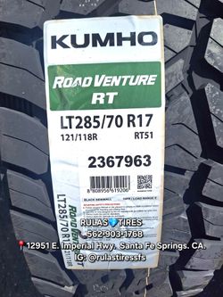 LT 285 70 17 KUMHO ROAD VENTURE RT ⚡️Llantas nuevas en especial 🔥