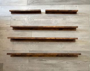 Wooden Floating Wall Shelves Set of 5