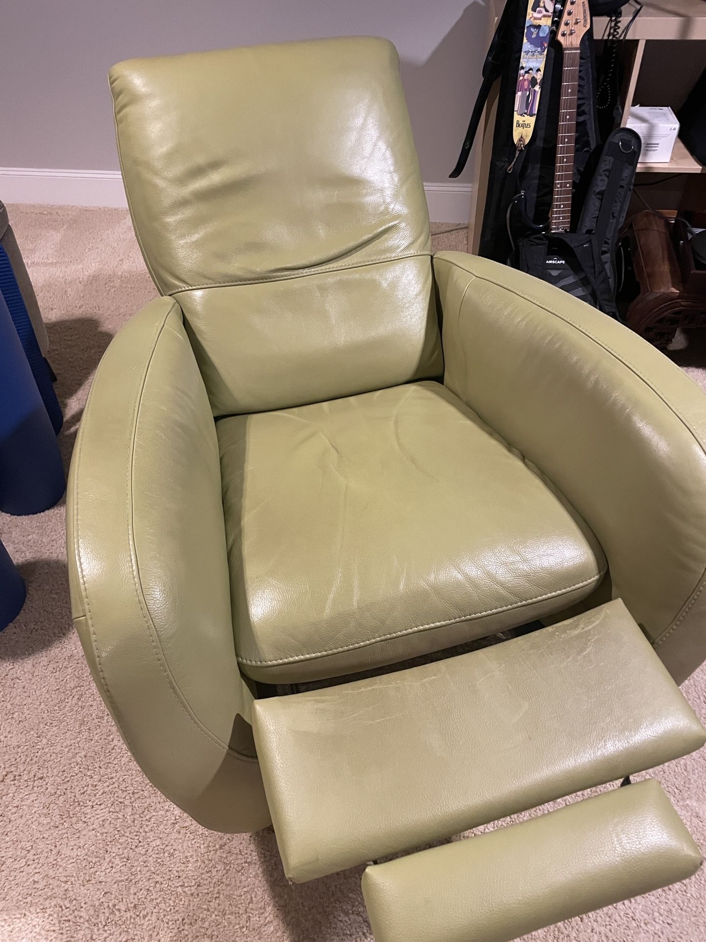 Pottery Barn Recliner Leather Chair High End With Some Wear 