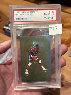 Patrick Ewing 1991 Panini Sticker Foil PSA 8