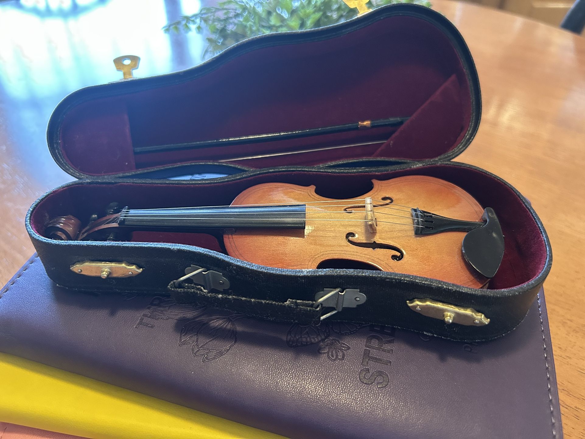 Miniature Violin In Case With Bow; Plays Music