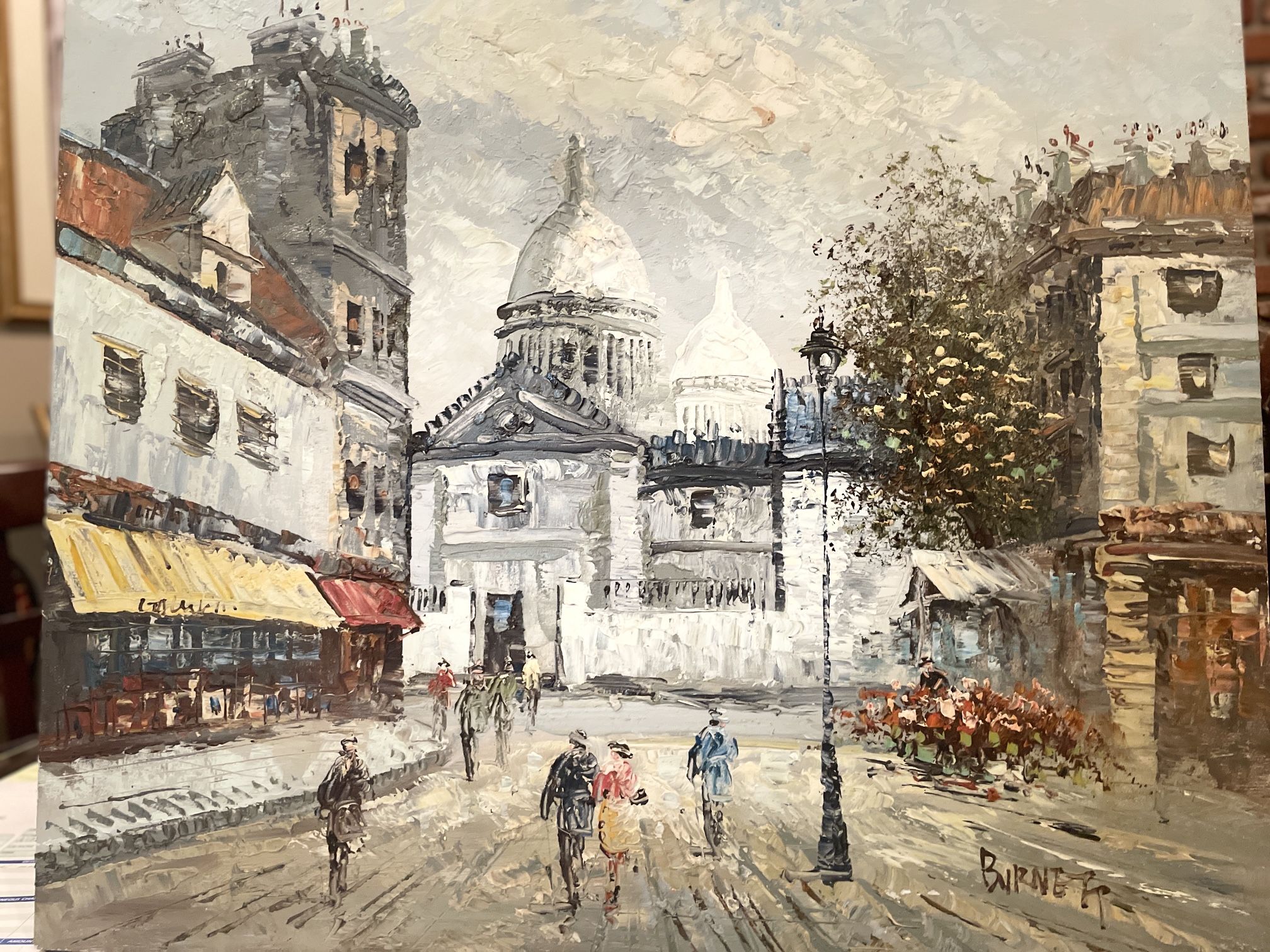 Caroline Burnett Signed 24x20 Painting Of Paris Streets 