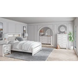 Altyra Queen Panel Bookcase Bed with Mirrored Dresser Super Sale Spectacle
