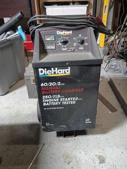 DieHard 60/20/2 Amp manual battery charger and 250/125 Amp engine starter with a battery tester.