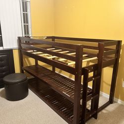 Twin Bed Frame & Desk With Storage 