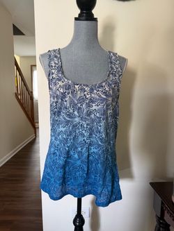 size small Blue Ombre Floral Print Tank Top size small