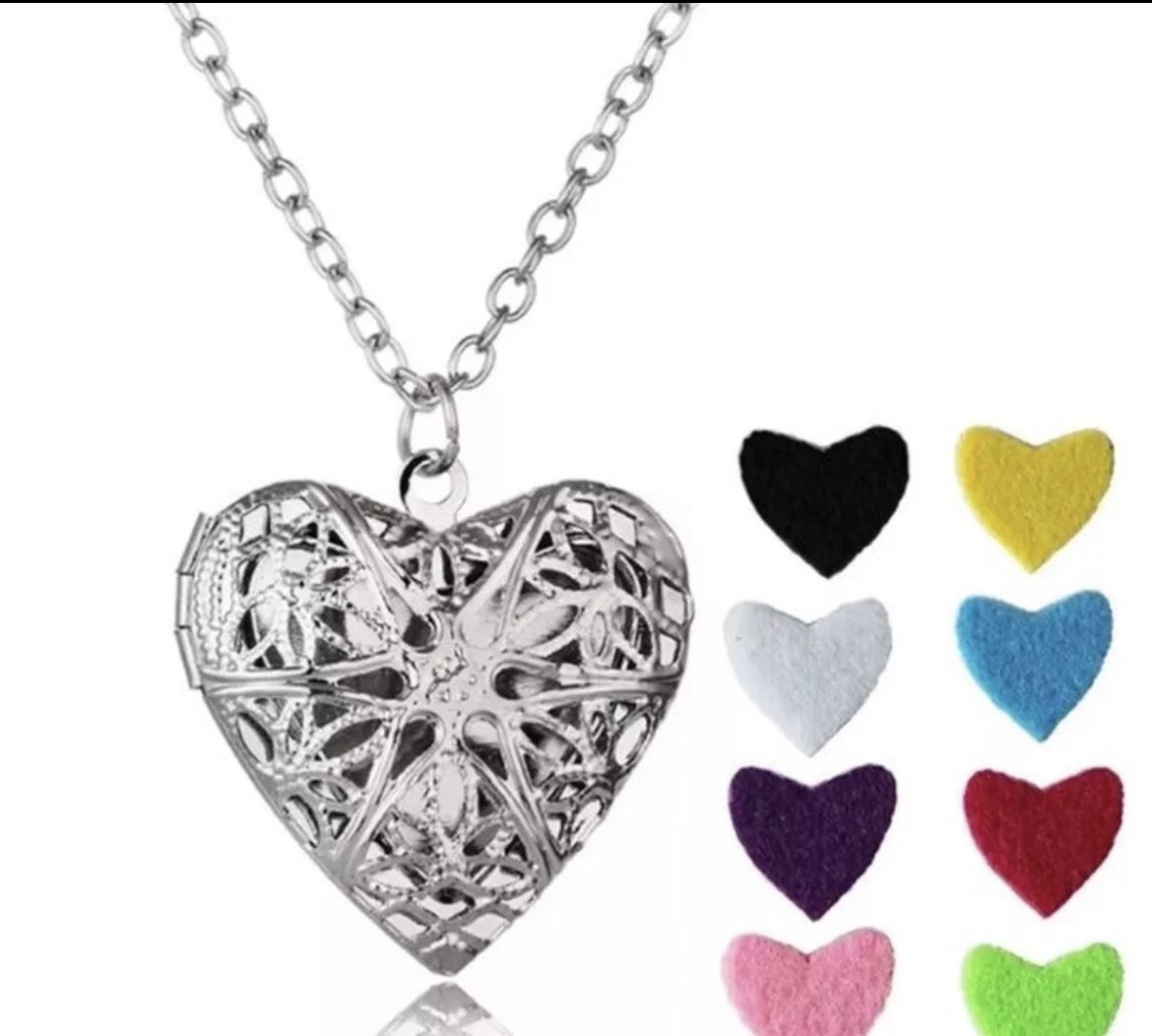 Silver Plated Essential Oil Diffuser Heart Necklace
