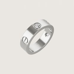Plasma Finish Stainless Steel Wide Half CZ Ring - Women's Holiday Gift
