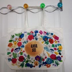 New Anna Sui Tote Bag, 14.5"X10", Multi Color Flowers Design