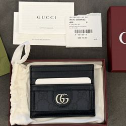 Gucci Ophidia Supreme Canvas Card Holder Men's Blue
