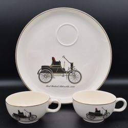 Vintage Salem 23K China Snack Plate & 2 Cups