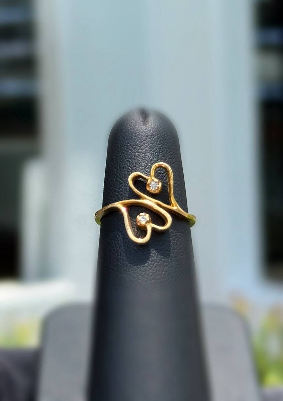 Jewelry 14k solid yellow gold heart natural diamond 0.010CTW ring size 6.25