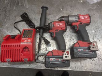 Milwaukee M18 fuel drill and impact set with batteries