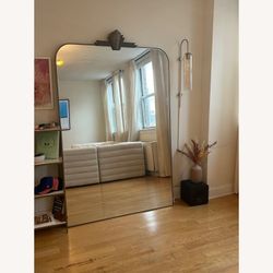 Art Deco Scalloped Huge Floor Wall Brass Mirror 