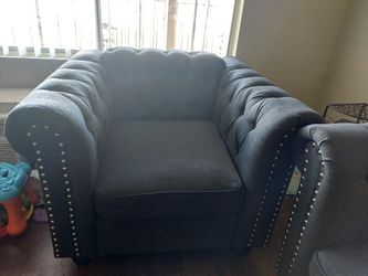 Grey Couch, 1 Sitter And 3 Sitter