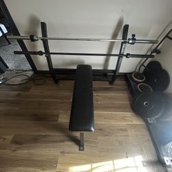 Bench Press And Bars And Weights 