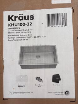 Kraus under mount sink 32 inches OBO