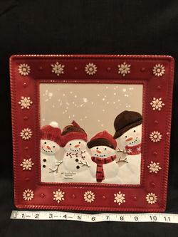 St. Nicholas Square- “Warm Wishes” snowman decor/ serving plate