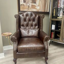 Vintage Accent Chair - Top Grain Leather Solid Wood