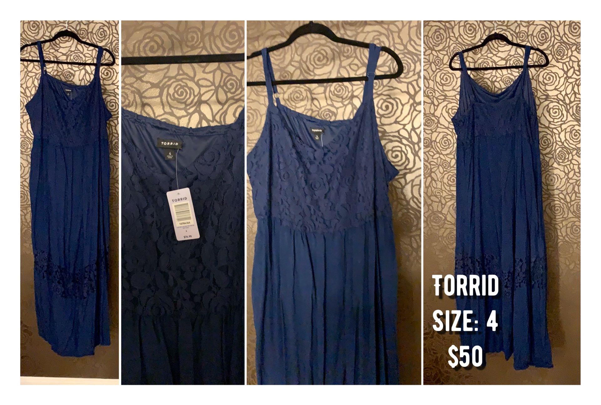Torrid: Blue/Lace Maxi Dress (Size: 4)