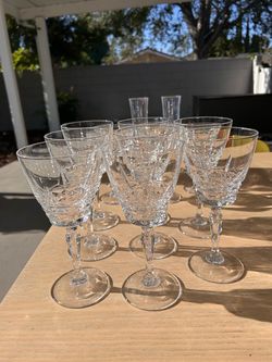 Vintage Crystal Stemware Set - 15 Pieces - Wine, Coupe & Champagne Flutes