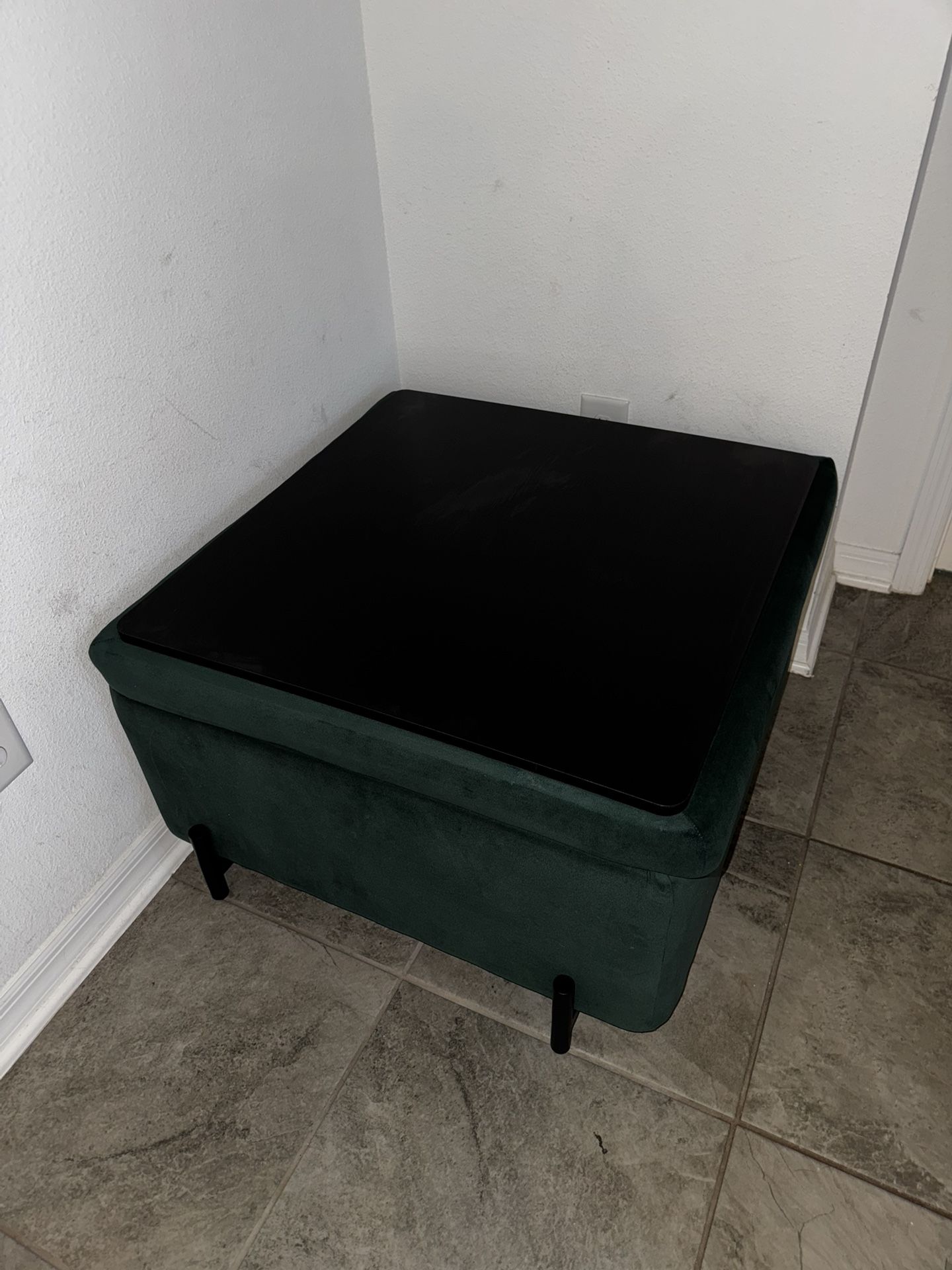 Green Velvet Ottoman With Storage