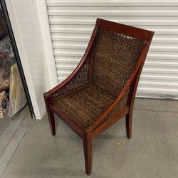 Woven Seagrass and Wood Dining Chairs