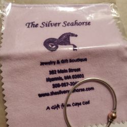 Cape Cod Bracelet, Sterling Silver 14k Rose Gold Ball, Size 6.5