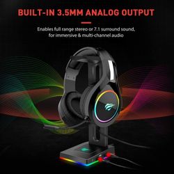 USB Hub Headphone Stand With 3.5mm AUX 