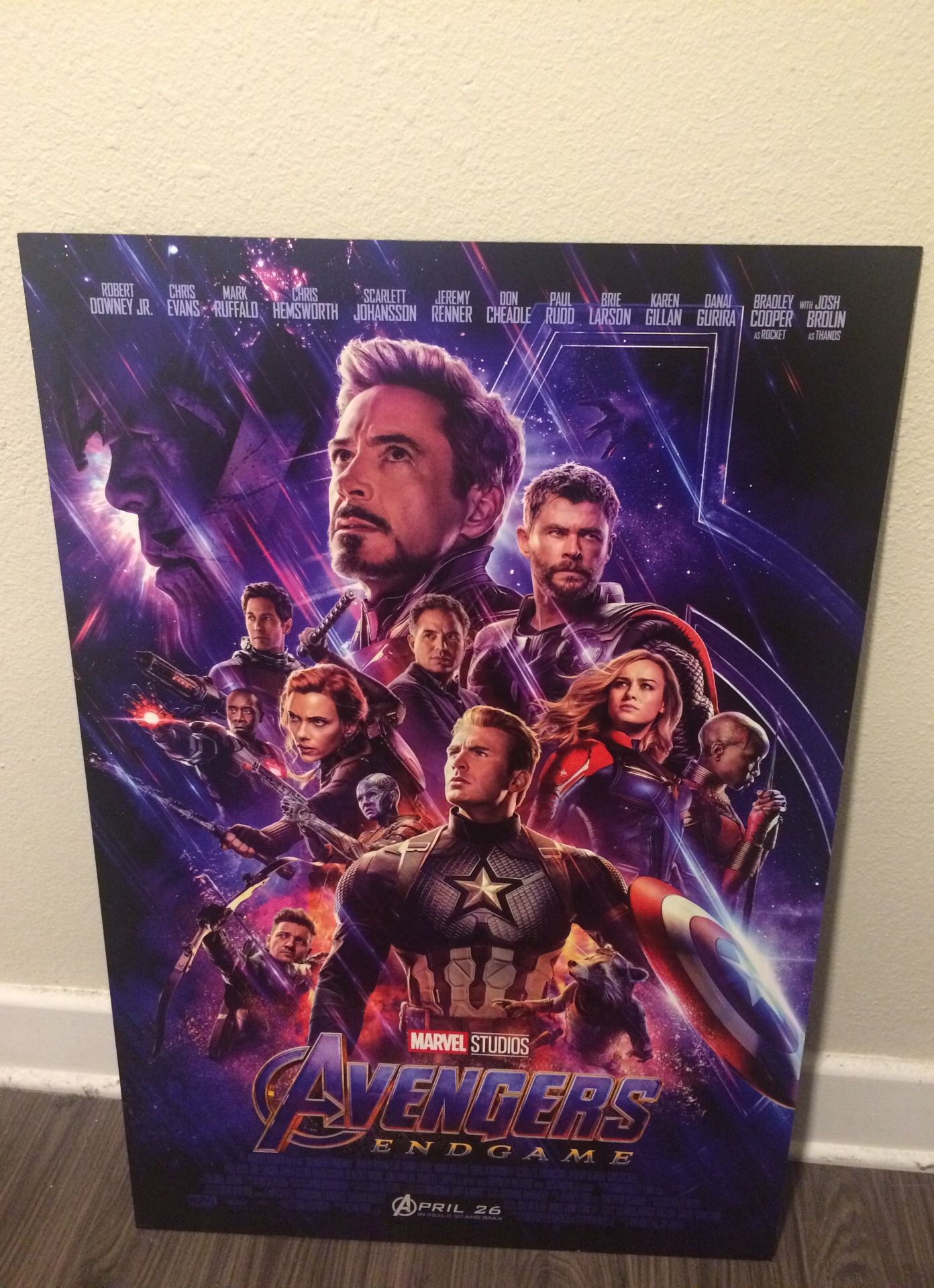 Avengers Endgame Movie Theater Poster Hard Board - EXCELLENT CONDITION!