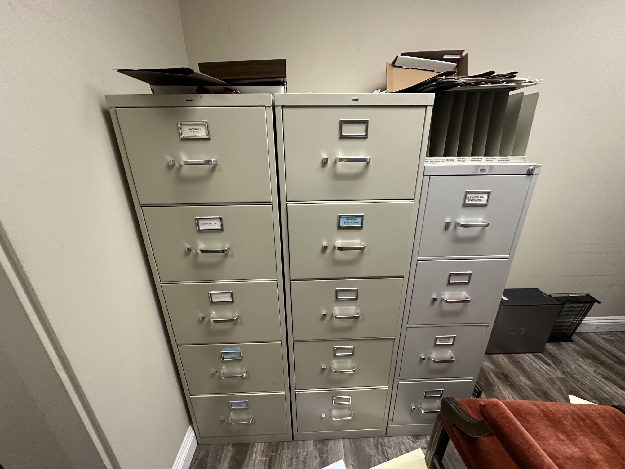 Filing Cabinets - Each $50