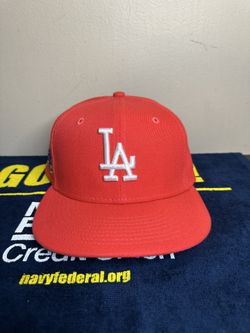LA Dodgers New Era Red and Baby Blue 7 1/4 Hat “75th World Series Patch”