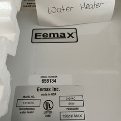 Eemax Tankless water heater 