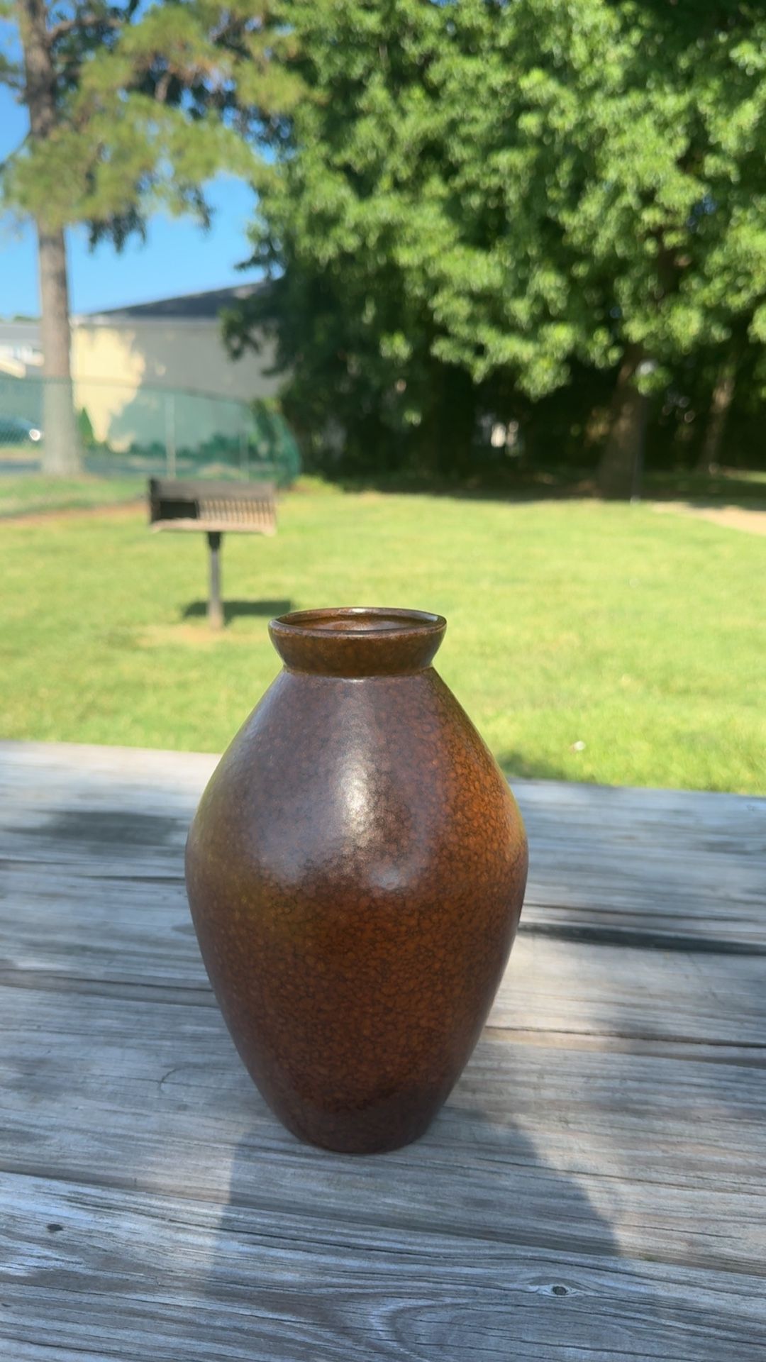 Vintage Handmade Ceramic Vase – Earthy Brown Glaze