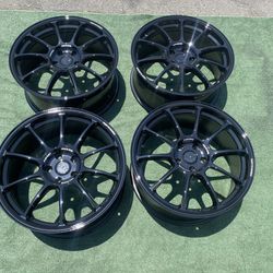 Volk Racing ZE40 Style Black Wheels 19in 8.5J +42 (5x114.3) New Set of 4 Rims