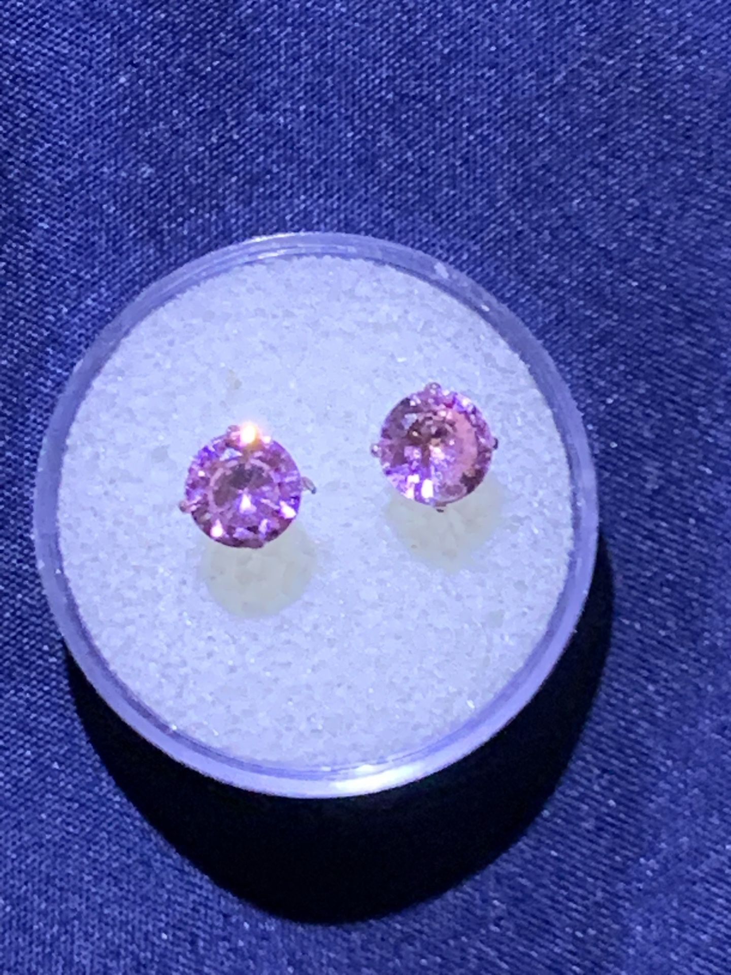 10k Studs 6.5mm Pink Moisonite 3TCW