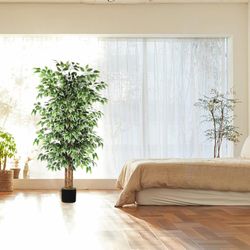 6' Tall Well Made Silk FicusTree With Full Foliage