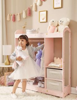 Teamson Kids Wooden Dress up Open Closet / Amoire