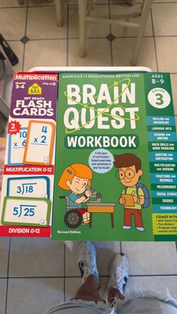 Work book Ages 8-9 and multiplication cards grades -3-4