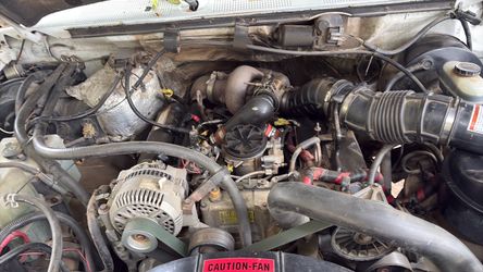 Turbocharged Truck Engine Bay Ford 250 XL Power Stroke Diesel 1996 7.3 Engine