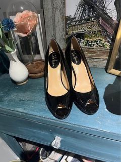 Cole Haan Nike Air Black Peep Toe Patent Leather Heels size 8