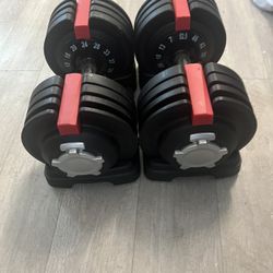 For sale 52.5 pounds /side adjustable, dumbbell set