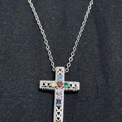Cross  Pendant Necklace Sterling Silver Color Cross