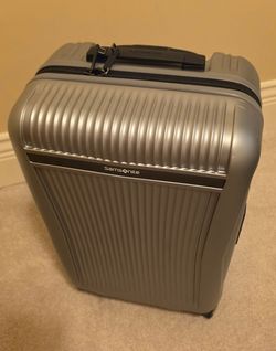 Samsonite carry-on luggage, hardshell, silver