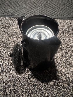 Metal Camping Coffee Percolator – Black Speckled Enamel Style