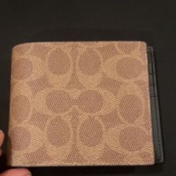 men’s coach wallet signature tan
