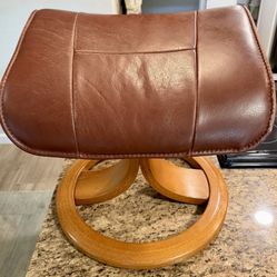 MCM Hjellegjerde MOBLER Norway Teak Leather Ottoman Foot Stool Rest NO Chair