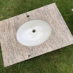 Granite Bathroom Counter + Sink