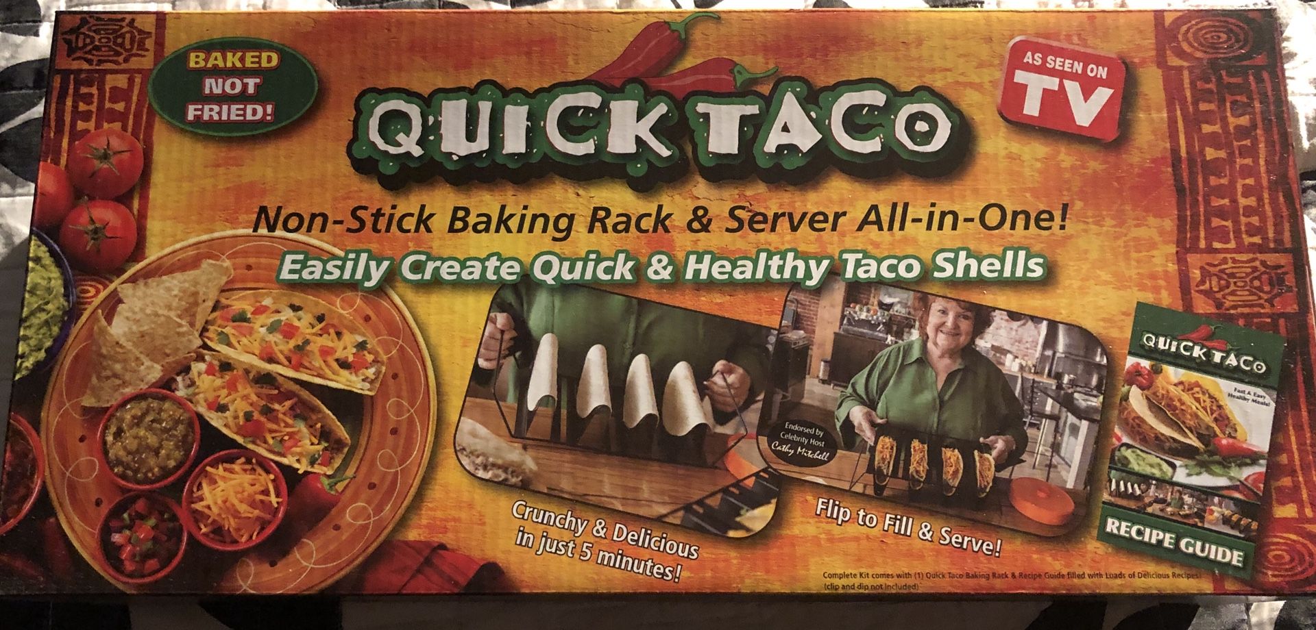 Quick Taco Baking Rack, Server, Recipe Book Assen on TV New in Box