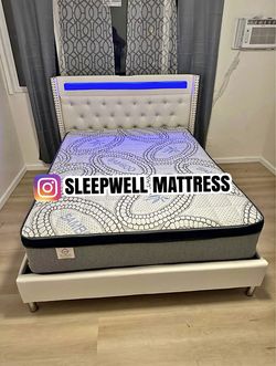 New Queen bed frame with mattress